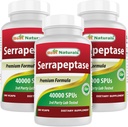 Bedste Naturals Serrapeptase 40000 SPU 180 Kapsler (180 Tæl (pakning med 3))