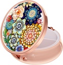 Rouidr Pill Box, 3 Segment Medicine Pill Case, Lille Metal Travel Medicine Box for pung & Pocket, Rose Gold, Mandala Flower