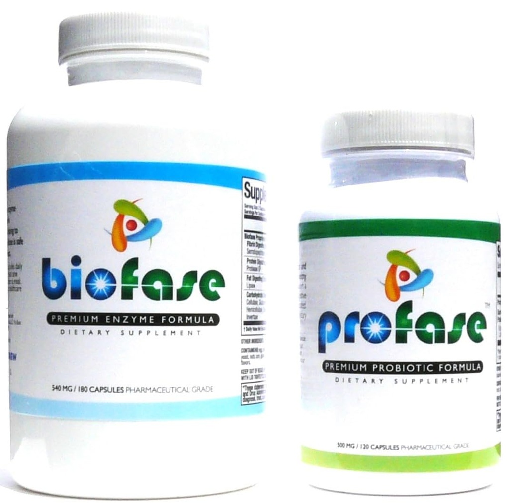 Biofase- Enzyme & Profase- Probiotisk Kit - Biofile Defense, Understøtter sund fordøjelse & din Flora Balance - Stor Kit