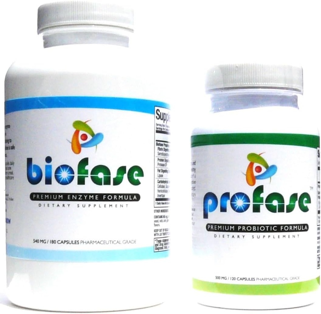 Biofase- Enzyme & Profase- Probiotisk Kit - Biofile Defense, Understøtter sund fordøjelse & din Flora Balance - Stor Kit