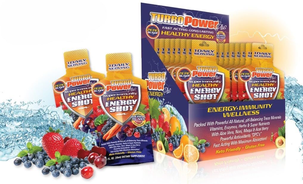 Turbo Power Plus immunstøtte 1 Oz. Energiformel: 17 kraftfulde antioxidanter, 47 Vitamin, enzymer, vitamin D3, vitamin A, vitamin C, zink og All- Natural pH- Balancing Trace Minerals