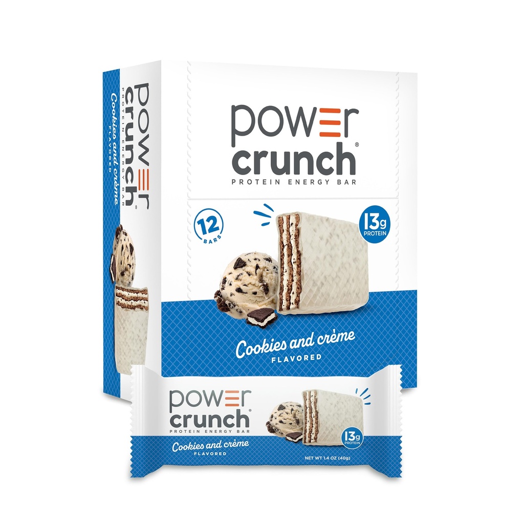 Power Crunch Protein Bars, High Protein Snacks med lækker smag, cookies og Crème, 1.4 Ounce (12 Greve)