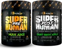 LEONA LION Superhuman Pre Workout Powder & Post Workout Recovery Bundle, Vedvarende energi & Focus + Lean Muscle Growth, Strength & Volume (Hulk Juice & Gainy Smith Apple)
