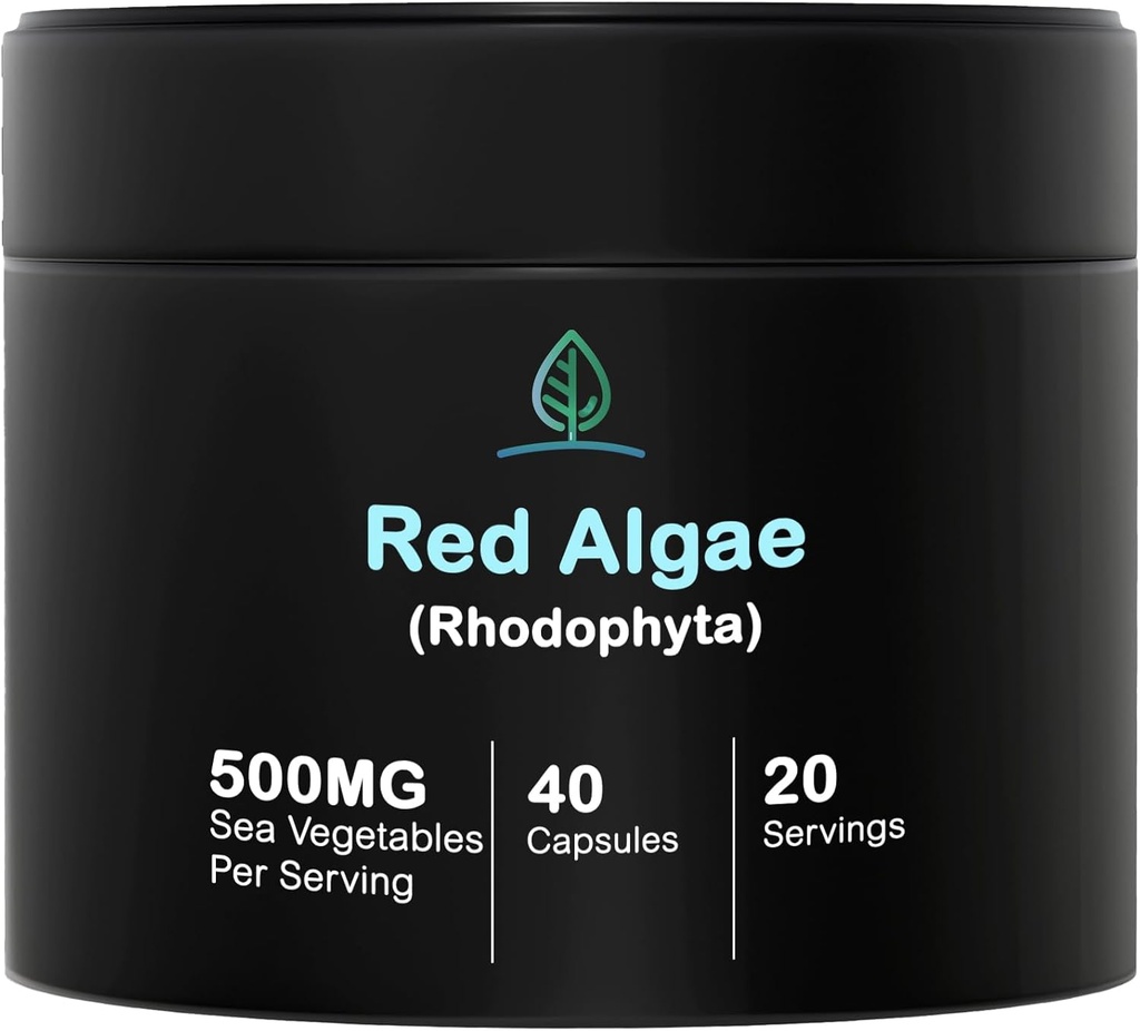 Holistic Bin Red Marine Algae Capsules Gigartina and Dumontiacea Red Algae Supplements | Gluten Free, Vegan, Wild Harvested | Rich in Vegan Omega 3 (40 Capsules)