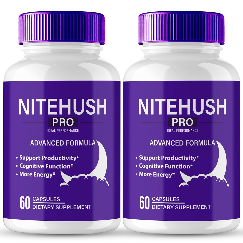 Nite Hush Pro Brain Kosttilskud til hukommelse og fokus kapsler, NiteHush Advanced Formel Brain Health Support - Maksimal styrke Nootropics NiteHushPro Alle naturlige støttepiller anmeldelser (2 Pack)