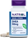 Natrol Mood & Stress DHEA 50mg with Calcium, Dietary Supplement for Balance of Certain Hormone Level and Mood Support, 60 Tablets, 60 Day Supply