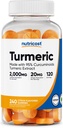 Nutricost gurkemeje (240 Gummies) - Citrus Flavored, Lavet med 95% Curcuminoids, 120 Servere, Inkluderer ingefær og sort peber ekstrakt, Vegetarisk, ikke-GMO og Gluten Free