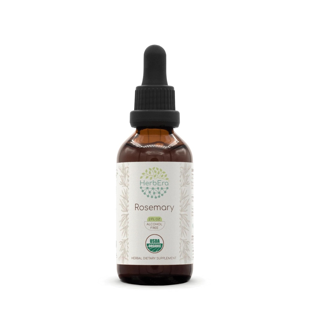 HerbEra Rosemary B60 USDA Organic Tincture against 124; Alcohol- Free Extract, High- Potency Herbal Drops against 124; Certified Organic Rosemary (Rosmarinus Officinalis) Tørret Leaf (2 oz)