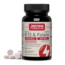 Jarrow Formulas Methyl B- 12 & Methyl Folate - 60 tyggetabletter, Cherry - Bioactive Vitamin B12 & B9 - Understøtter energiproduktion, hjernefunktion & Metabolisme - Gluten Free - 60 Serveringer