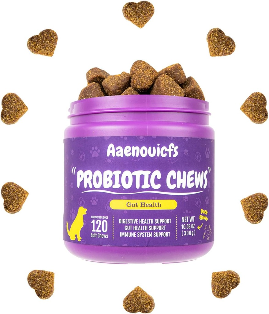 Probiotika til hunde og hunde Probiotika og fordøjelige enzymer Sundhed og immunforsvar. Relieves Forstoppelse, dårlig ånde, flatulens og opsat mave. Dyrlæge udviklet, 120 tygger, And Flavor.