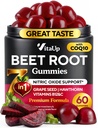 Root Gummies - Roet Gummies - Red Beets Kosttilskud med Beetroot, Grape Seed, Coq10, C-vitamin & B12 - 60 Beet Chews