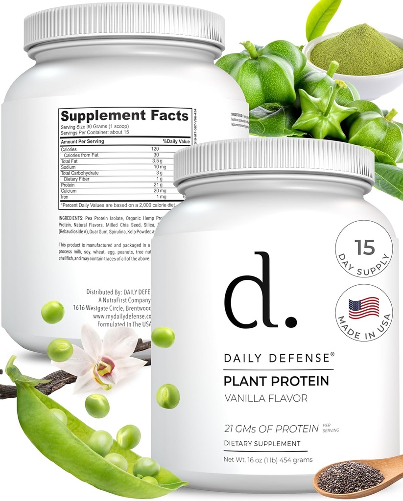 Vanilla Protein Powder - 454g Plant- baseret protein med 21g Vegan Protein per Scoop - 15 Serveringer af lavt sukker Protein Powder til kvinder og mænd