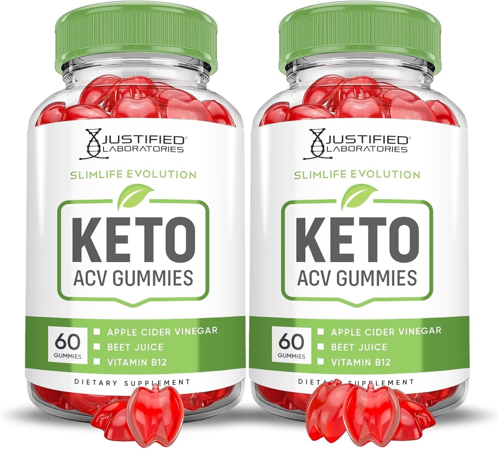 Justified Laboratories (2 Pack Slimlife Evolution Keto ACV Gummies Slim Life1000MG Apple Cider Vinegar Formulated Pomegranate Beet Juice Powder B12 Vegan 120 Gummies