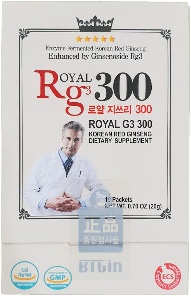 RG3 300- Ginsenosides Rg3 Enhanced (Rg3: 50mg / Sachet) Koreansk rød Panax Ginseng Powder- Made in Korea, 10 Sachets, Sjælden Ginsenosid