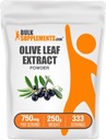 BulkSupplements.com Olive Leaf Extract Powder - Herbal Supplement, Antioxidant Kilde, Olive Leaf Powder - Gluten Free, 750mg per Serving, 250g (8,8 oz) (Pack of 1)