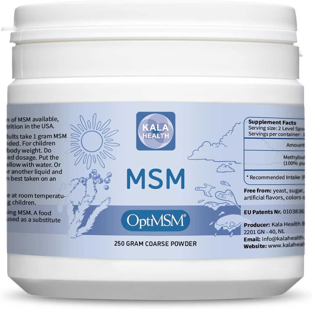 Procapsin OptiMSM - Pure Methylsulfonylmethan MSM Supplement Pulver - Økologisk, Gluten fri, ikke-GMO - Opti MSM svovlkrystaller / pulver til børn og voksne (250Bedste)