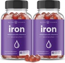 NutraChamps Iron Gummies med C-vitamin, 20mg Iron Blood Cell Formation Support, 120 Gummies for Iron Deficiency & Anæmi, Energy, Focus, Immunboost Pack af 2
