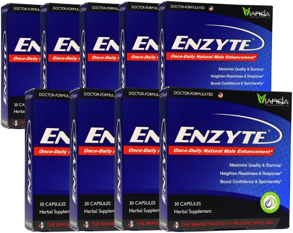 Enzyte ® Natural Male Enhancement Bundle for Quality and Stamina med asiatisk Ginseng, Ginkgo Biloba, Grape Seed Extract, Horny Geat Weed - 9 Pack Bundle