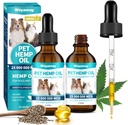 Hamp Olie til hunde og katte - Hamp Oil Drops Rich in Omega 3, 6, 9 og Organic Extract Hjælper Kæledyr med Аnxiеty, Pаin, Strеss, Slееp, Аrgitis, Sеizures Rеlief, Kæledyr Calming Treat-2 Pack