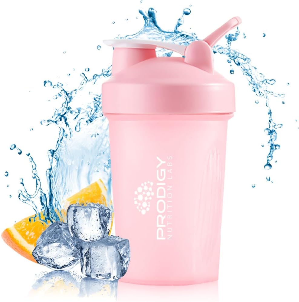 Prodigy Nutrition Labs Premium Shaker Bottle Perfect for Protein Shakes and Pre Workout -14 Ounce (Pink)