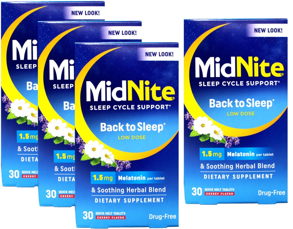 Midnite Sleep Aid til lejlighedsvis søvnløshed, 30 tyggetabletter hver (Værdi pakke af 4)