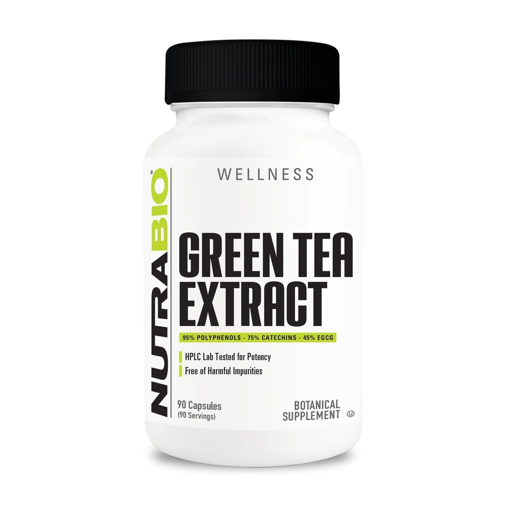NutraBio Green Tea Extract, Adds Antioxidant Fordele og hjælper samlet sundhed og velvære, 500mg - 90 kapsler