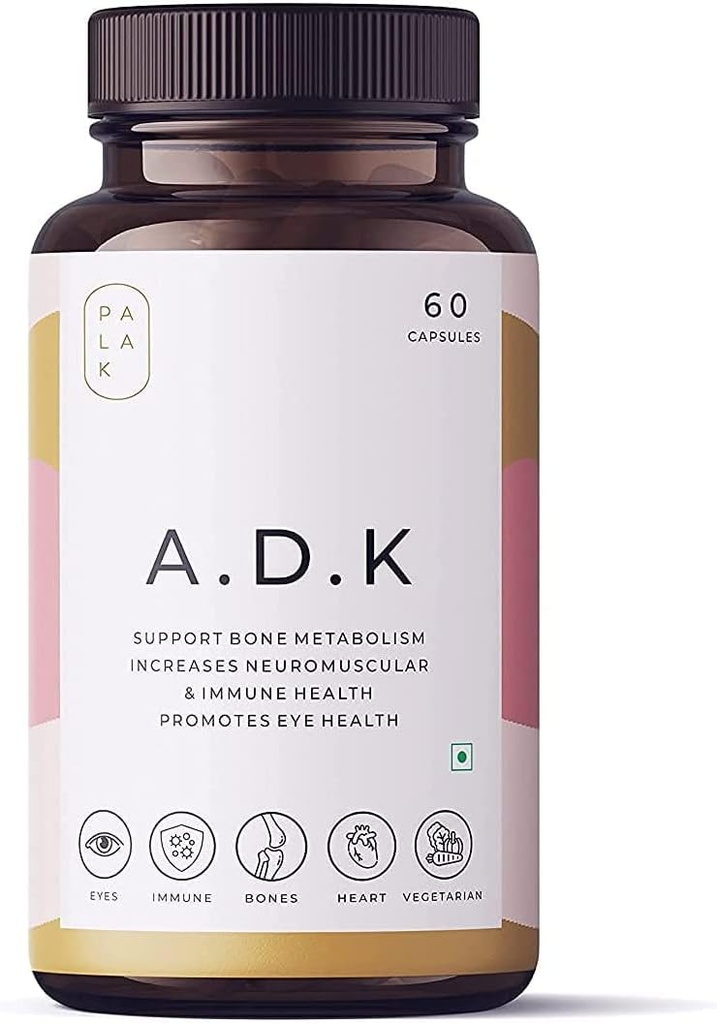 A.K. Palak Notes New A.D.K - 124; ADK - 124; vitamin A, D3 & K2 - 124; Immunitetsbooster - Knoglestyrke - Eye Health - 124; 30 / 60 kapsler (60)
