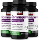 FORCE FACTOR Somnapure Muskel Inddrivelse Sovestøtte til voksne med Melatonin 5mg, Holy Basil, og L-Theanin, supplement til søvn støtte, Muskel ømhed Relief, & Muskel Inddrivelse, 180 Caps, 3- Pack