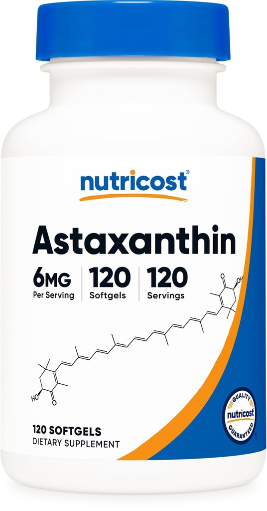 Nutricost Astaxanthin 6 mg, Non- GMO og Gluten Free, 120 Softgels (4 Month Supply)