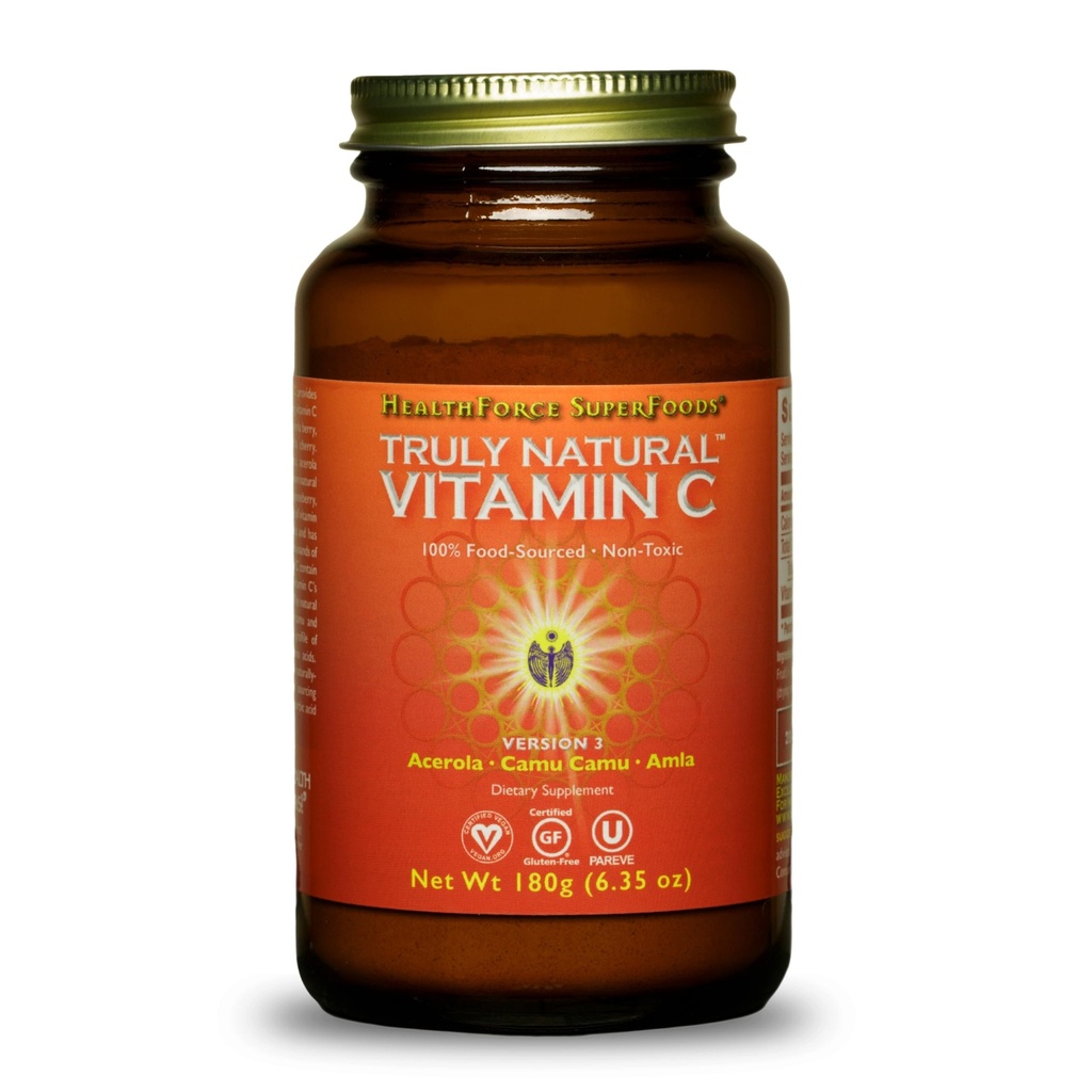 MENNESKELIGE SUPERFODS Truly Natural Vitamin C - immunsupporttillæg med Camu Camu Berry - vitamin C tillæg for immunsundhed - Vegan, ikke-GMO - 180 Bedste, 30 Servering