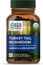 Gaia urter Tyrkiet Tail Mushroom - immunsupport supplement til at hjælpe med at opretholde leversundhed - med Økologisk Tyrkiet Tail Mushroom Fruiting Body Extract - 40 Veganske kapsler