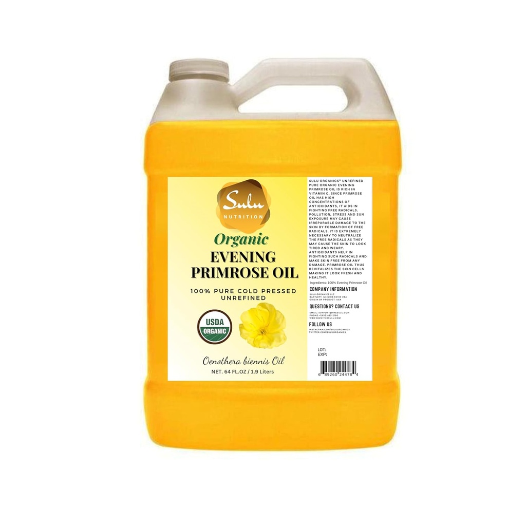 4 LBS 100% Pure Organic Uraffineret Cold Pressed Aften Primrose Oil 12% GLA