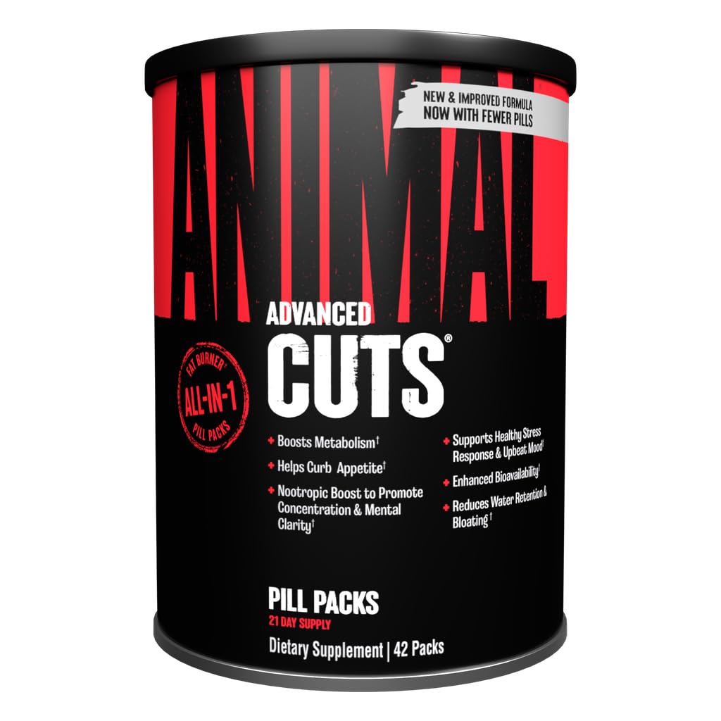 Animal Cuts Thermogen Fat Burner - Vægttab piller for kvinder og mænd for Metabolisme, Energi, Focus og Nootrop Brain Support med Ketoner Appetite Suppressant Diet Pills, 42 pakker