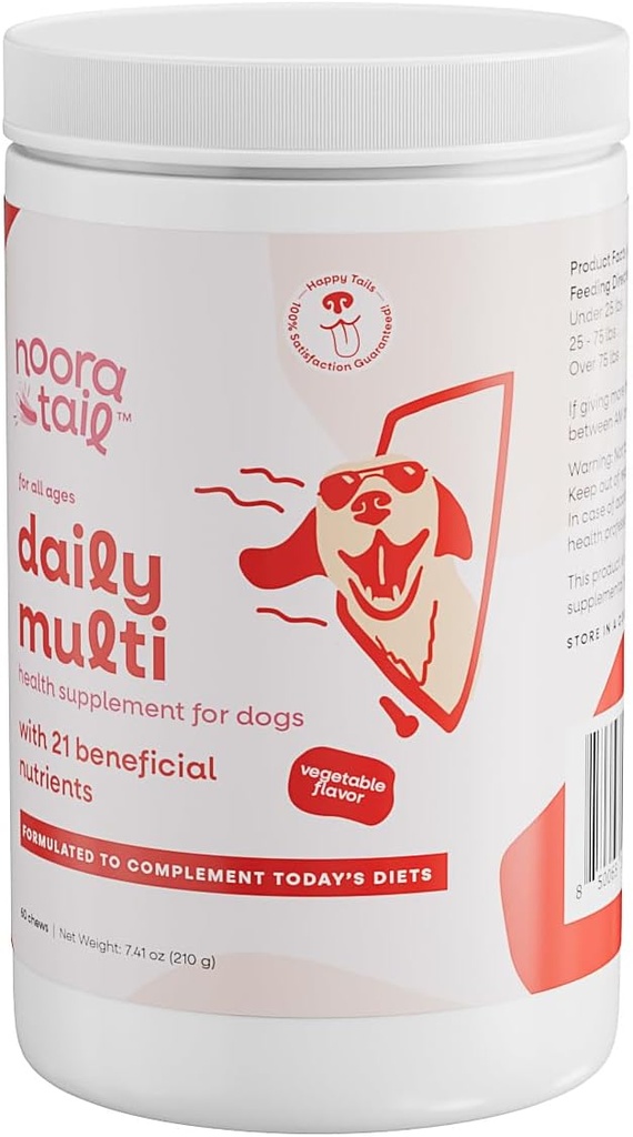 21-in-1 Hundevitaminer og kosttilskud med Glucosamin & Chondroitin, Natural Daily Multivitamin Chewable for Dogs, Puppy Vitaminer Health- Skin- Immunity- Gut Digestion- Joint- Heart, 60 stk