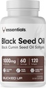Bucked Up Black Seed Oil 1000mg Per Servering (Black Cumin Seed Oil) Essentials (60 Servere, 120 Softgels)