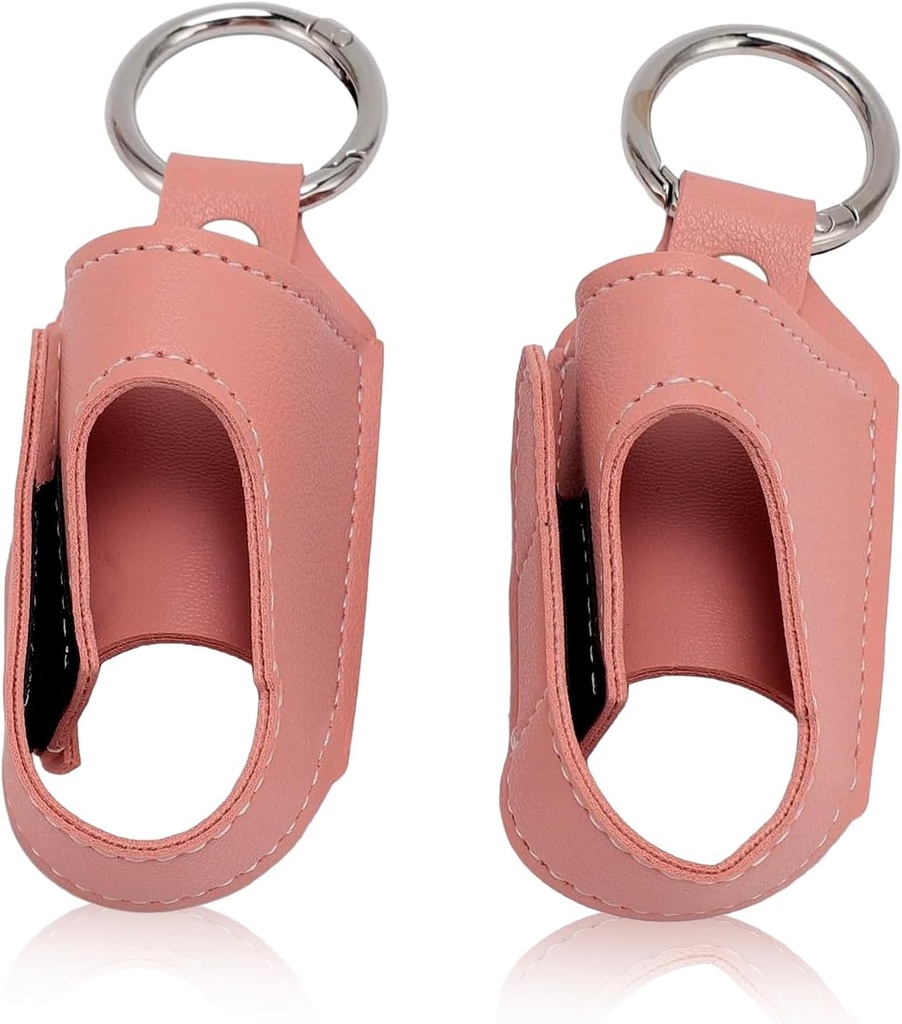 HURRISE 2pcs Astma Inhaler Holder, Inhaler Holder Keychain, Portable Storage Beskyttende PU Læder sag med Carabiner Clip - Alsidig brug, Stilfuld og design til rejser