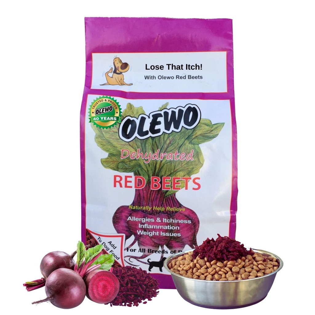 Olewo Original Red Beets for Dogs - Natural Anti Itch for Dogs, Hundemad Topper, Immun, Cleansing, Hud & Coat Support, Dehydreret Hel Food Dog Multivitamin, Fiber for Hunde, 1 LB