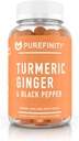 PUREFINITY Gurkemeje og ingefær supplement Gummies med sort peber, fælles støtte Curcumin Chewables med lækker flavor - Gluten fri, ikke-GMO, Vegan, 60 Greve