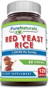 Pure Naturals Red Yeast Rice 1200 Mg per Serving, 120 Kapsler Supplement 124; Non-GMO-124; Gluten Free Measures 124; Lavet i USA