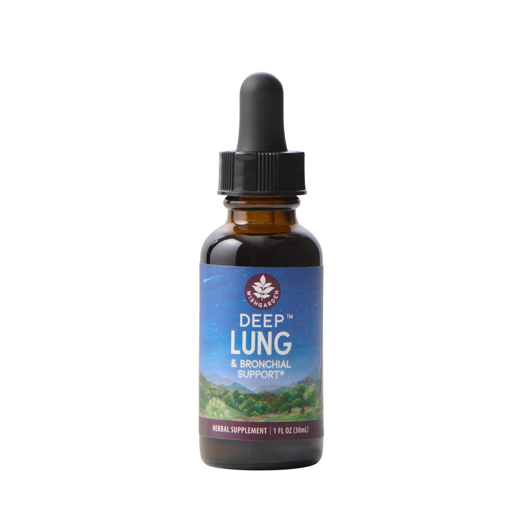 WishGarden Herbs Deep Lung & Bronchial Support - Plant- baseret respiratorisk supplement med Mullein Leaf Understøtter Lung Detox & Rense til rygere, fremmer respiratorisk styrke, 1oz