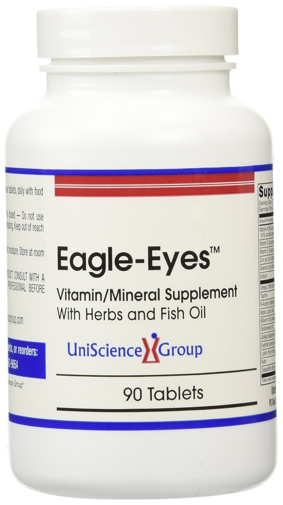 Eagle- Eyes, Optimal Vision Health med 500 mg Omega 3 Fiskeolie, Lutein, Zeaxanthin, Bilberry Fruit Extract, Vitamin A, C, E, Zink, NAC, Taurine, 90 tabletter