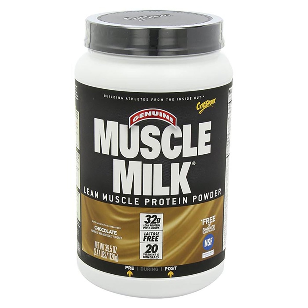 Muskel Mælk Ægte Protein Pulver, Chokolade, 2.47 Pund, 16 Servering, 32g Protein, 3g Sukker, Calcium, Vitamin A, C & D, NSF Certificeret til Sport, Energigivende Snack, Packaging May Vary