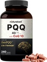 NatureBell PQQ 40mg Per servering med CoQ10, 240 Kapsler; Active Pyrroloquinoline Quinone, Højt biotilgængelig ZenPQQ + Formel - fremmer hjerte, hjerne, & Mitokondriel sundhed - ikke-GMO