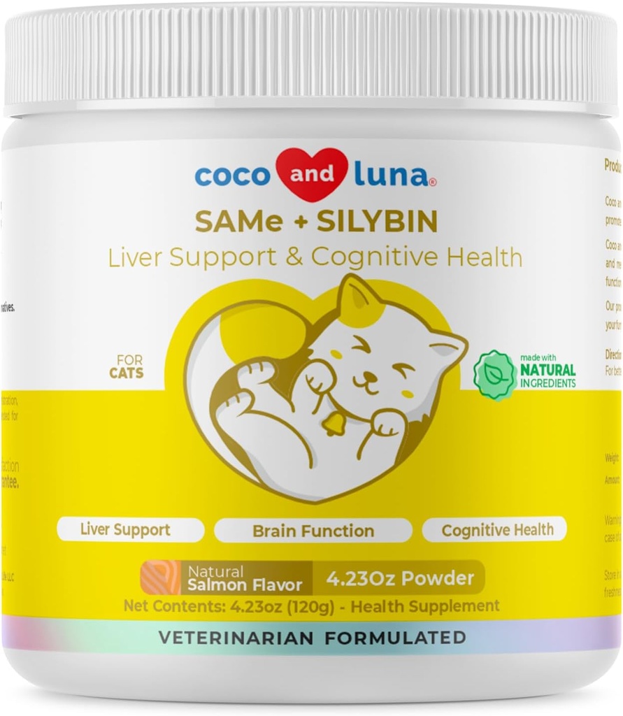 Samme og Silybin for katte - S- Adenosyl- L- methionin - 120g pulver - Lever supplement - fremmer kognitiv og leverstøtte