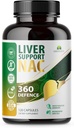 Leverstøtte NAC 360 Defence Capsules - Lever Detox med NAC, Milk Thistle, Mælkebøtte Root, gurkemeje, cholin, zink og Chanca Piedra - fremmer leversundhed og cellebeskyttelse - 120 kapsler
