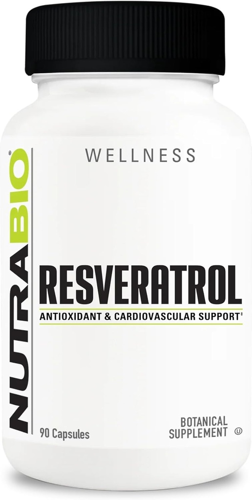 NutraBio Resveratrol Supplement, 500mg - Naturlig antioxidant til at hjælpe med at bekæmpe gratis radikaler og støtte sund aldring, 90 kapsler