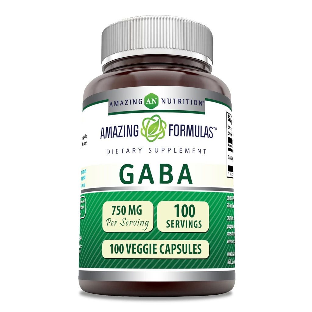Amazing Formulas GABA Supplement 124; 750 Mg per Serving Medic124; 100 Veggie Kapsler Medic124; Non- GMO Medic124; Gluten- Free Medic124; Lavet i USA Medic124; Ideel til vegetarer