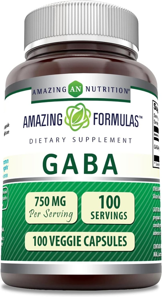 Amazing Formulas GABA Supplement 124; 750 Mg per Serving Medic124; 100 Veggie Kapsler Medic124; Non- GMO Medic124; Gluten- Free Medic124; Lavet i USA Medic124; Ideel til vegetarer