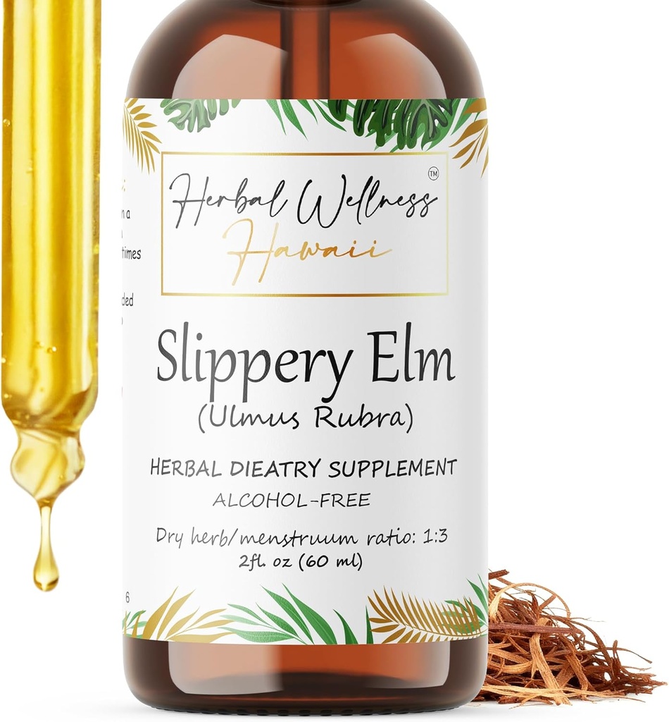 Slippery Elm (Ulmus Rubra) Tørret Bark Alkohol- Free Liquid Extract (2 oz)