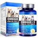 Omega-3 Fish Oil til hunde, Omega 3 Fish Oil med EPA & DHA understøtter hunde sæsonbetinget allergier Relief, øger immunfunktion, Itch Skin Relief & fremme Coat sundhed, Kæledyrstillæg - 120 bløde geler